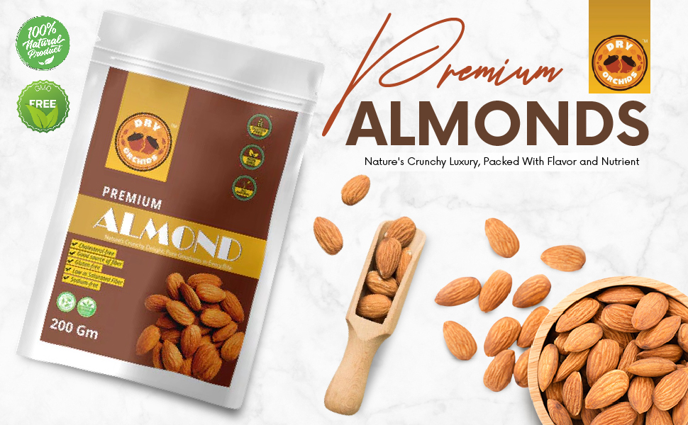 Dry Orchid Almonds Whole Natural Raw